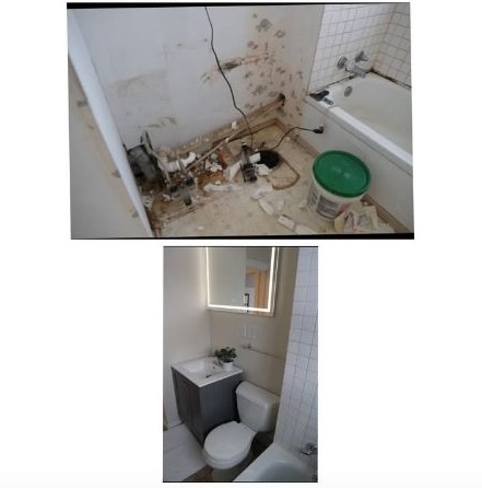 Bathroom repair before and after view