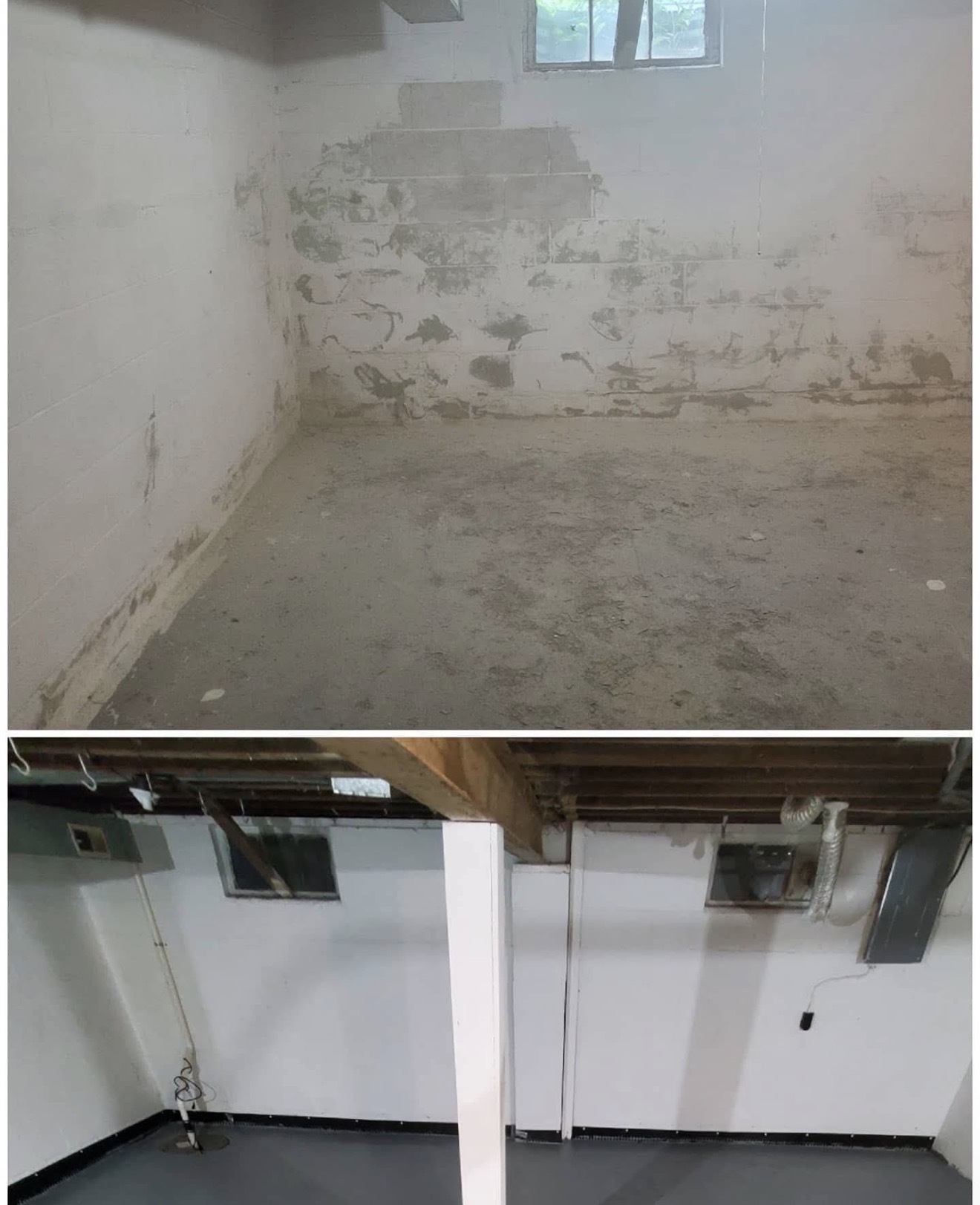 Cabinet repair before and after view